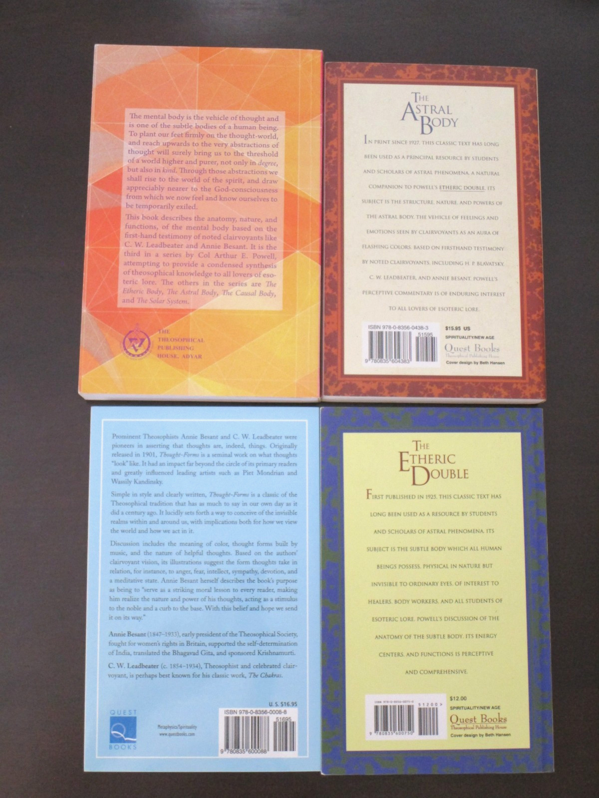 4 Books: The Mental Body, The Astral Body, The Etheric Double, and Thought Forms