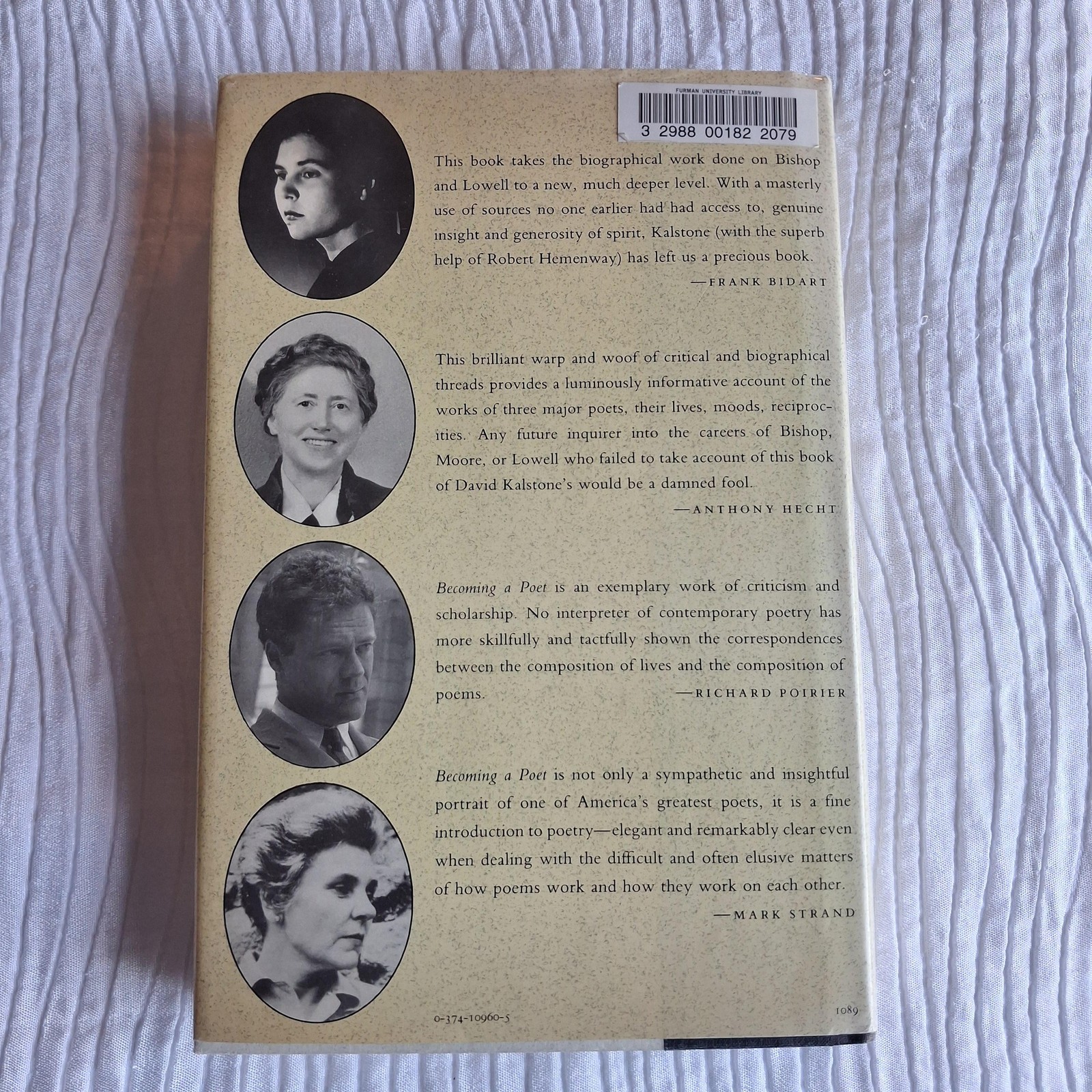 Vintage Becoming A Poet David Kalstone Farrar Straus & Giroux Beige HC DJ 1989