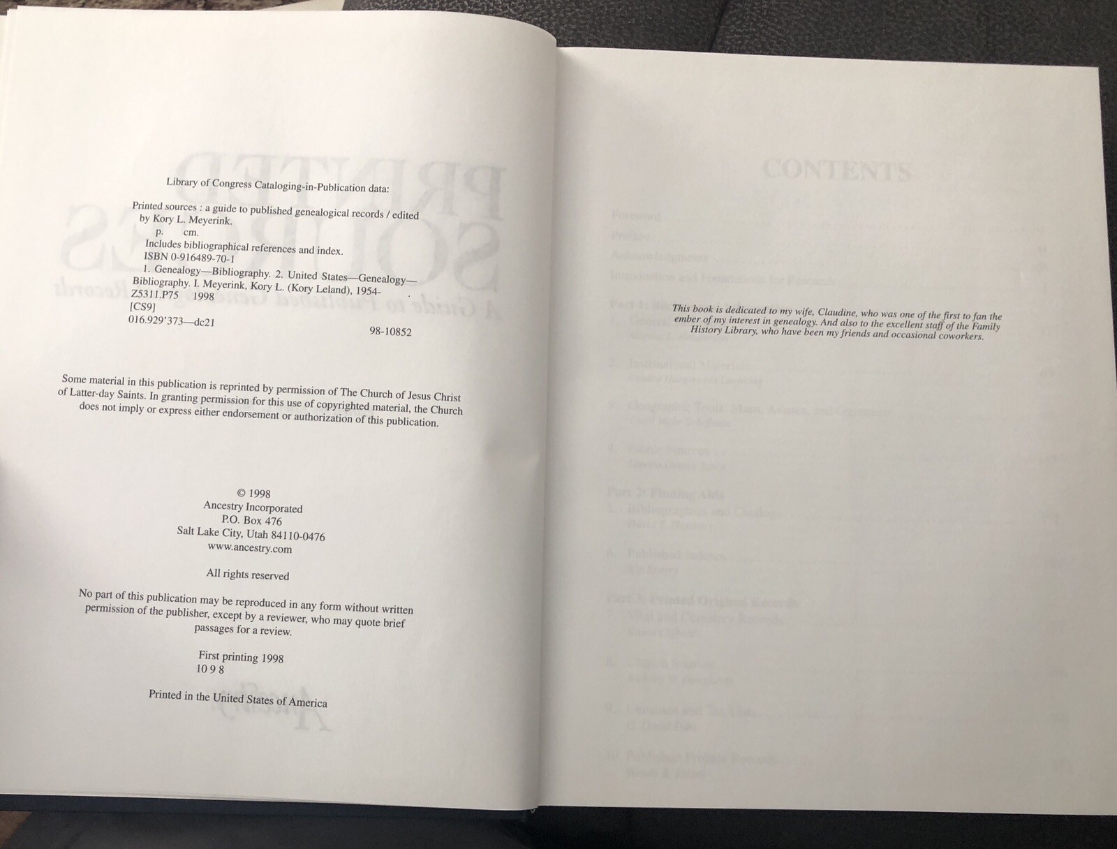 Printed Sources Edited by Kory L. Meyerink 1998 Ancestry Inc. HCDJ