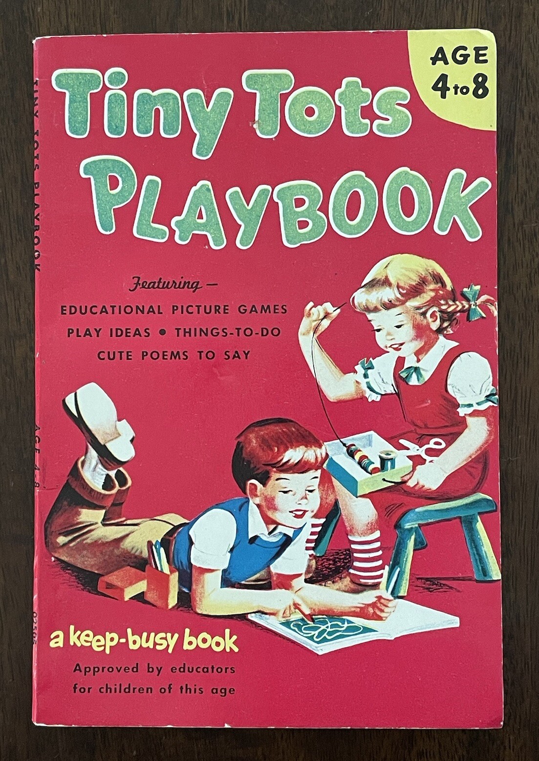 Tiny Tots Age 4 to 8 Playbook Keep Busy Book 1953 Kids Activities Nice Condition
