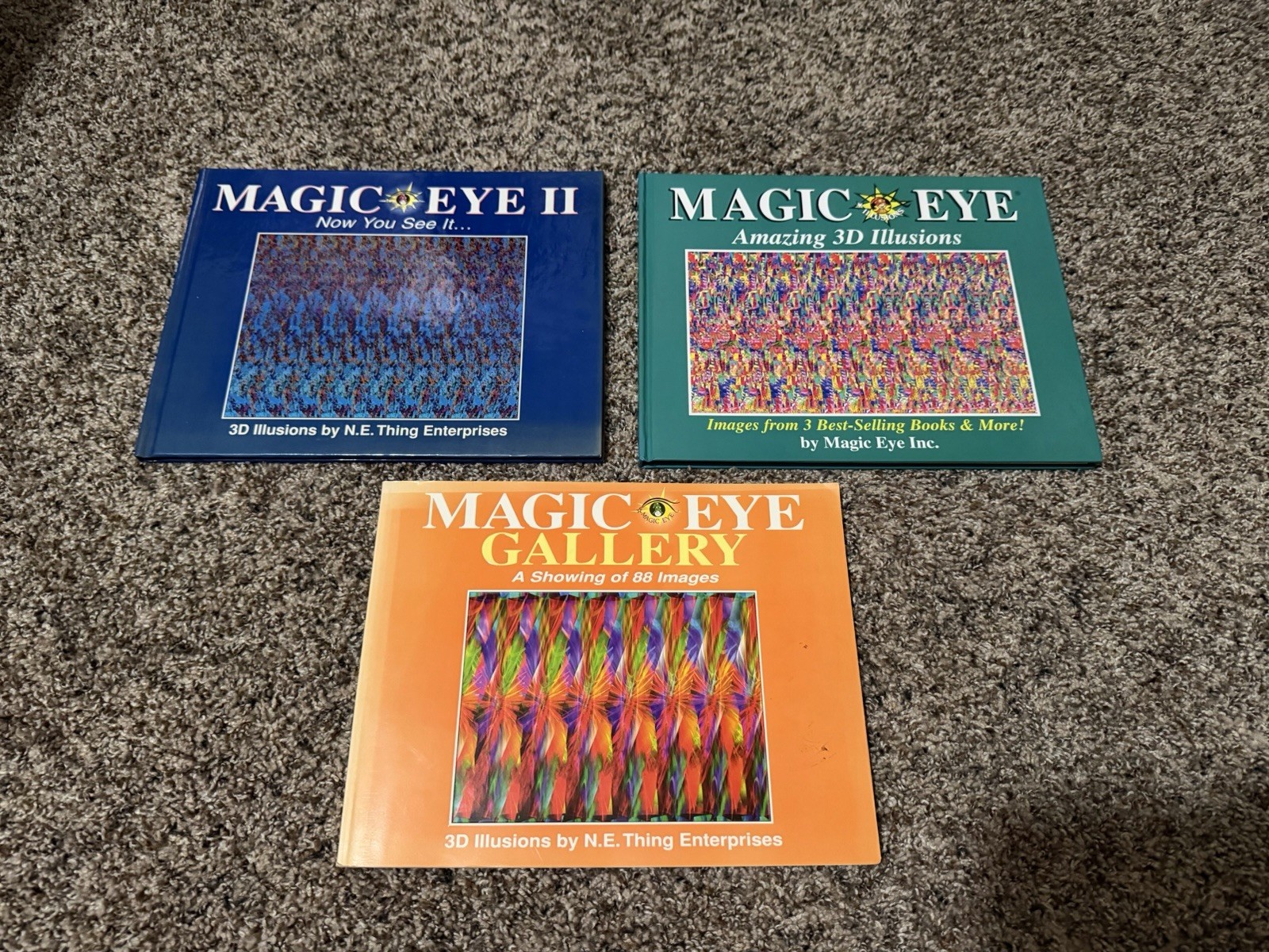 Magic Eye Book Lot of 3 Vintage 3D Illusion Books Magic Eye II Gallery Nostalgia