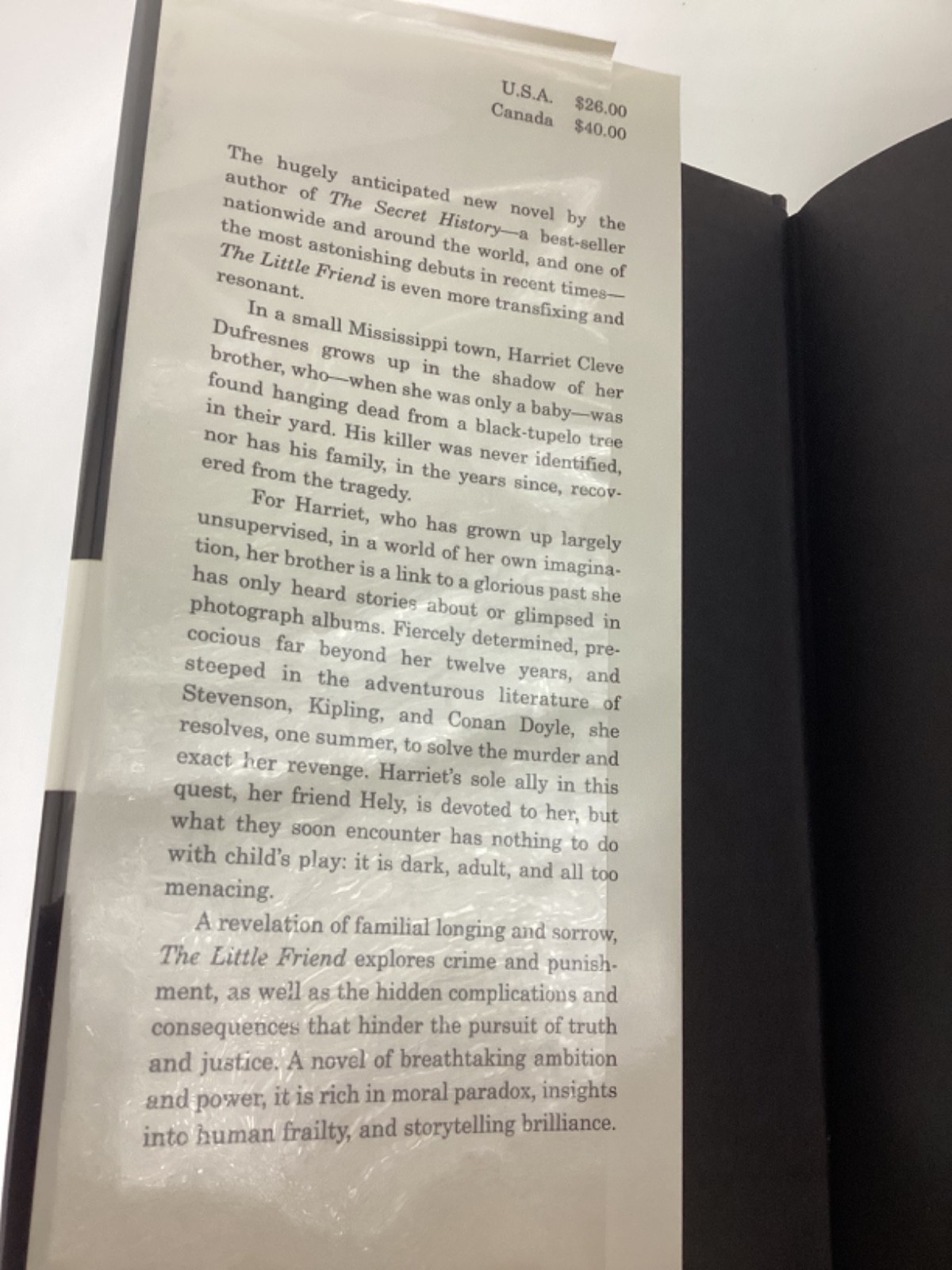 Donna Tartt „The Little Friend“ Signed First Edition, 1st Printing. 2002. FINE!
