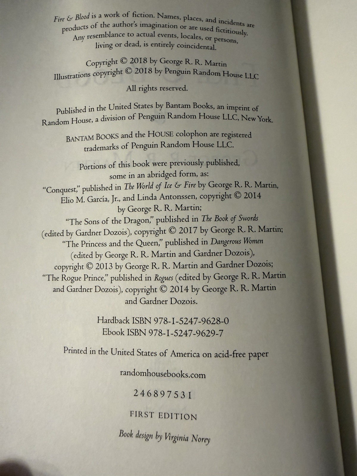 House of the Dragon Fire & Blood George R R Martin SIGNED Rare Game Of Thrones