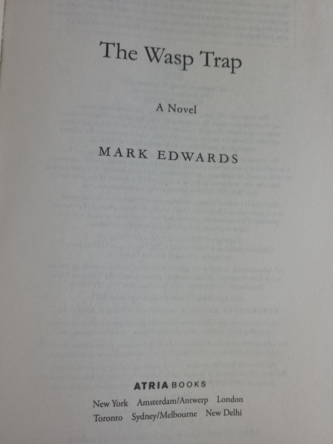 The Wasp Trap Mark Edwards Advance Reader’s Edition Uncorrected 2025 Paperback
