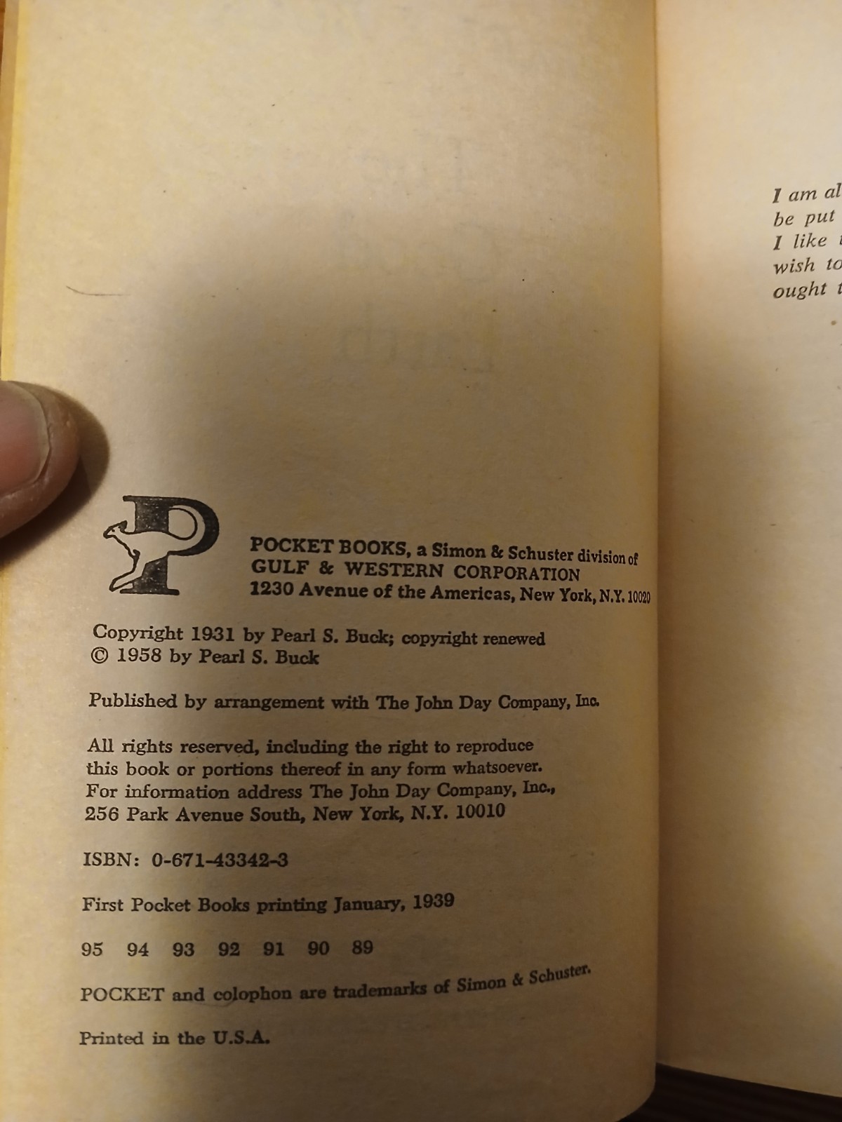Pearl S. Buck Paperback Book Lot 6 Pocket books and Cardinal editions