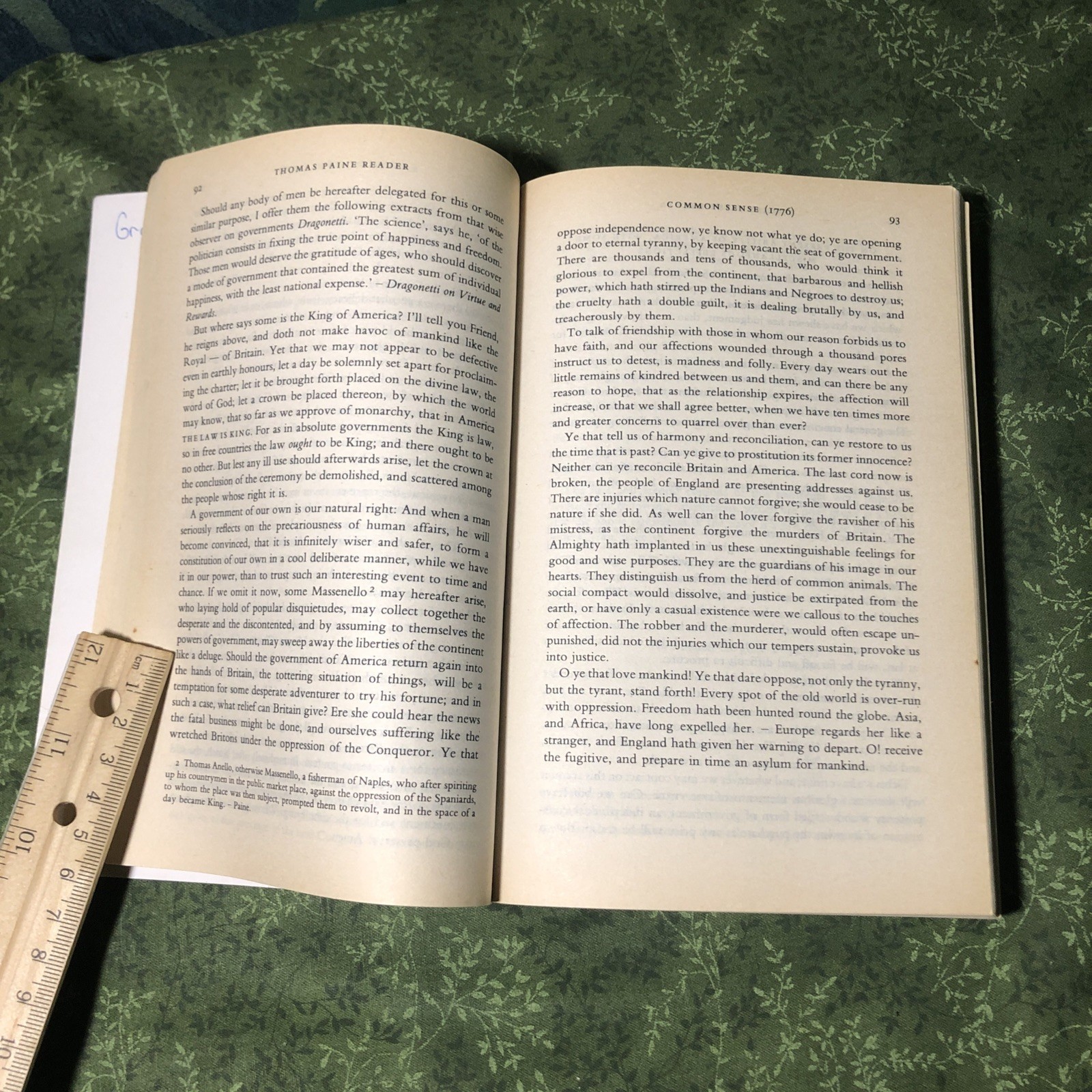The Thomas Paine Reader 1987, UK-B Pb Penguin Classics Common Sense Rights Man