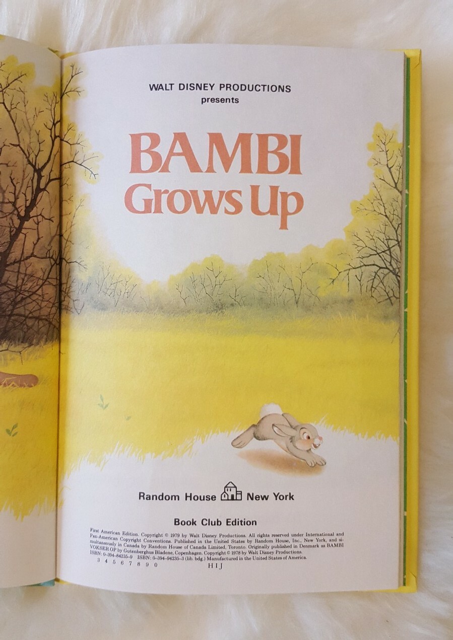 Bambi Grows Up, Walt Disney Productions, 1979 Random House Book Club Edition