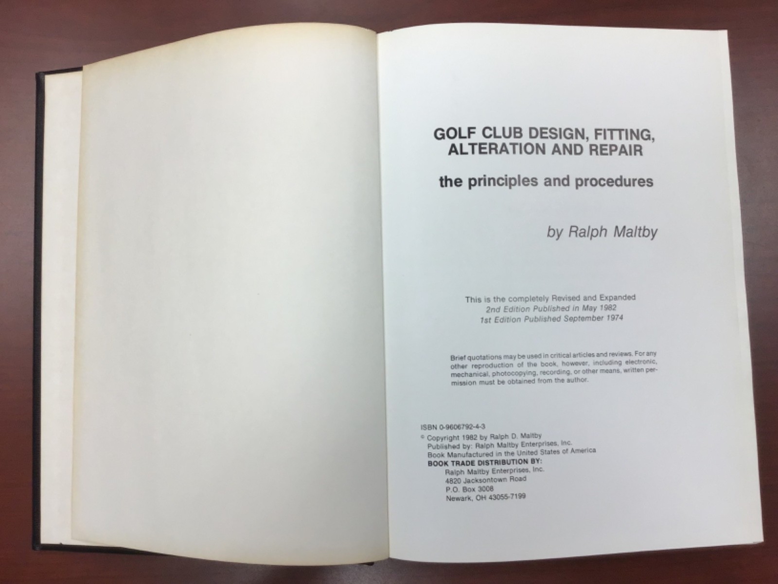 Golf Club Design, Fitting Alteration & Repair Principles Procedures Ralph Maltby