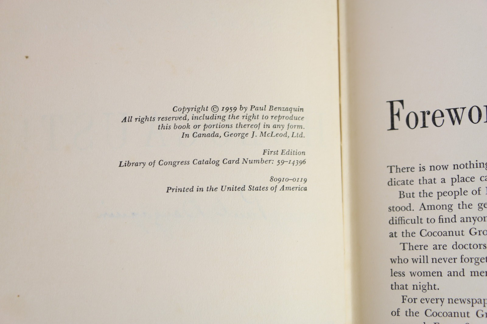 Holocaust! Boston Cocoanut Grove Fire 1959 Paul Benzaquin SIGNED