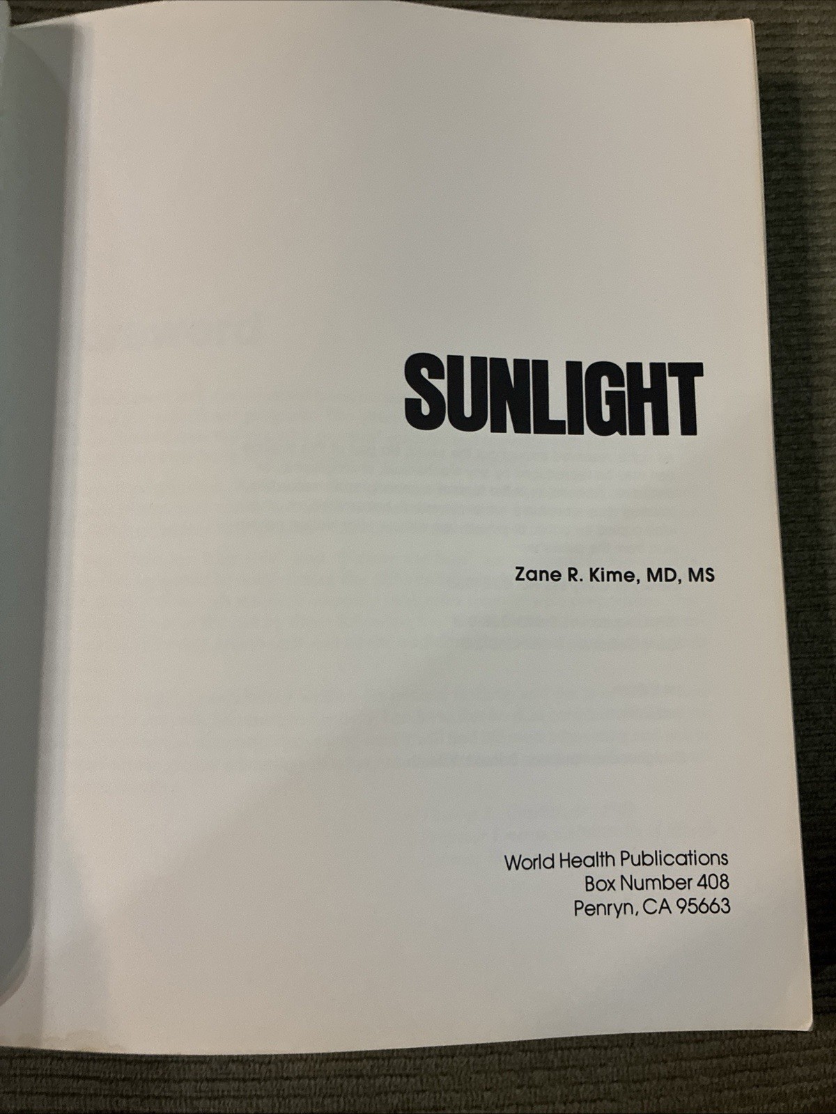 Sunlight Could Save Your Life Zane Kime 1980 PB Health Wellness World 2nd Ed