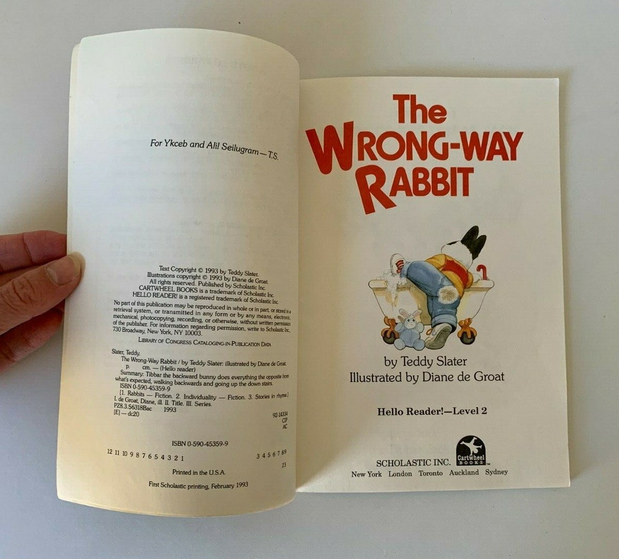 The Wrong-Way Rabbit (Hello Reader Level 2) by Teddy Slater (PB 1993) book