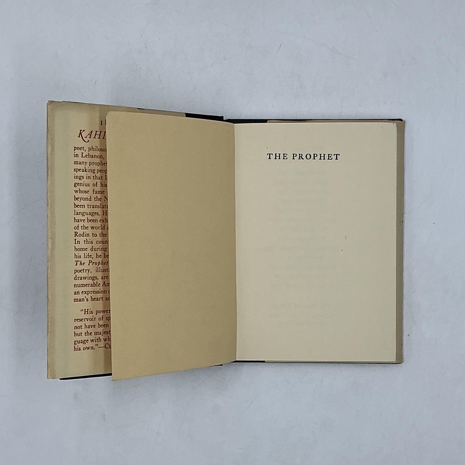 ALFRED A. KNOPF THE PROPHET KAHLIL GIBRAN 1957 HARDCOVER CREAM DUST JACKET
