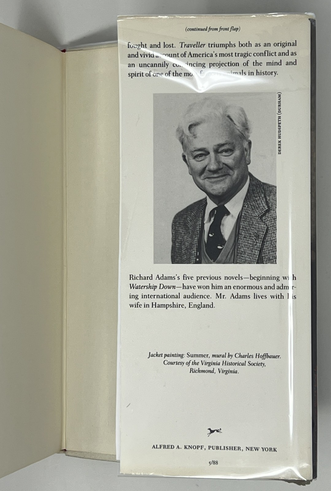 HISTORY: 1ST ED. Traveller by Richard Adams – 1988 HC/DJ Pub. by Alfred A. Knopf