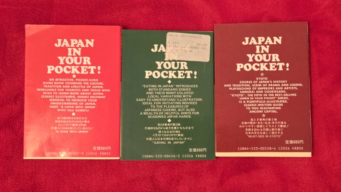 Japan in Your Pocket 1988 Vols 1, 3 and 5 Illustrated Kyoto, Eating & Into Japan