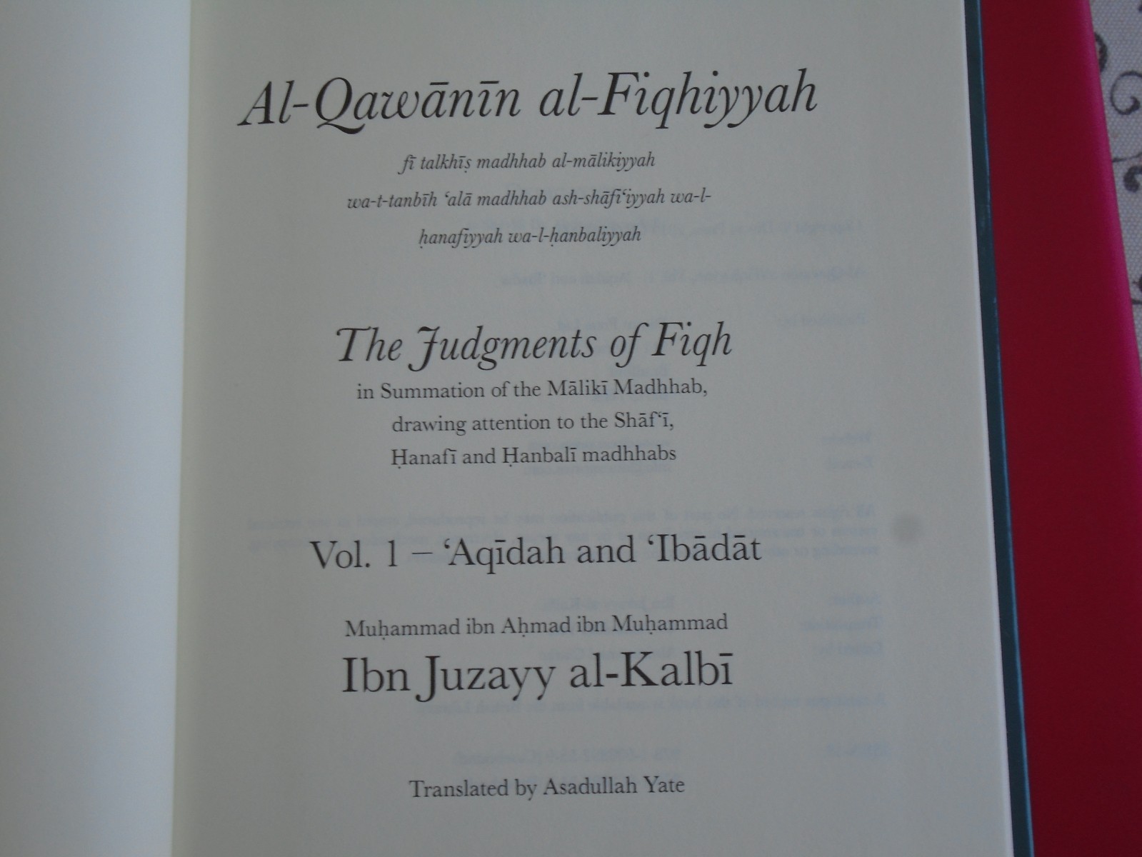 The Judgements of Figh, Vol. 1-Aqidah & Ibadat, Copyright 2019