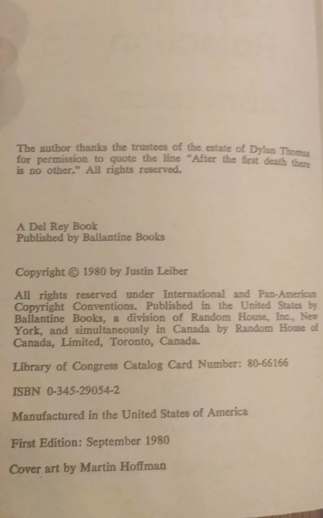 BEYOND REJECTION Justin Leiber 1980 Vampires Science Fiction SF PB First Edition