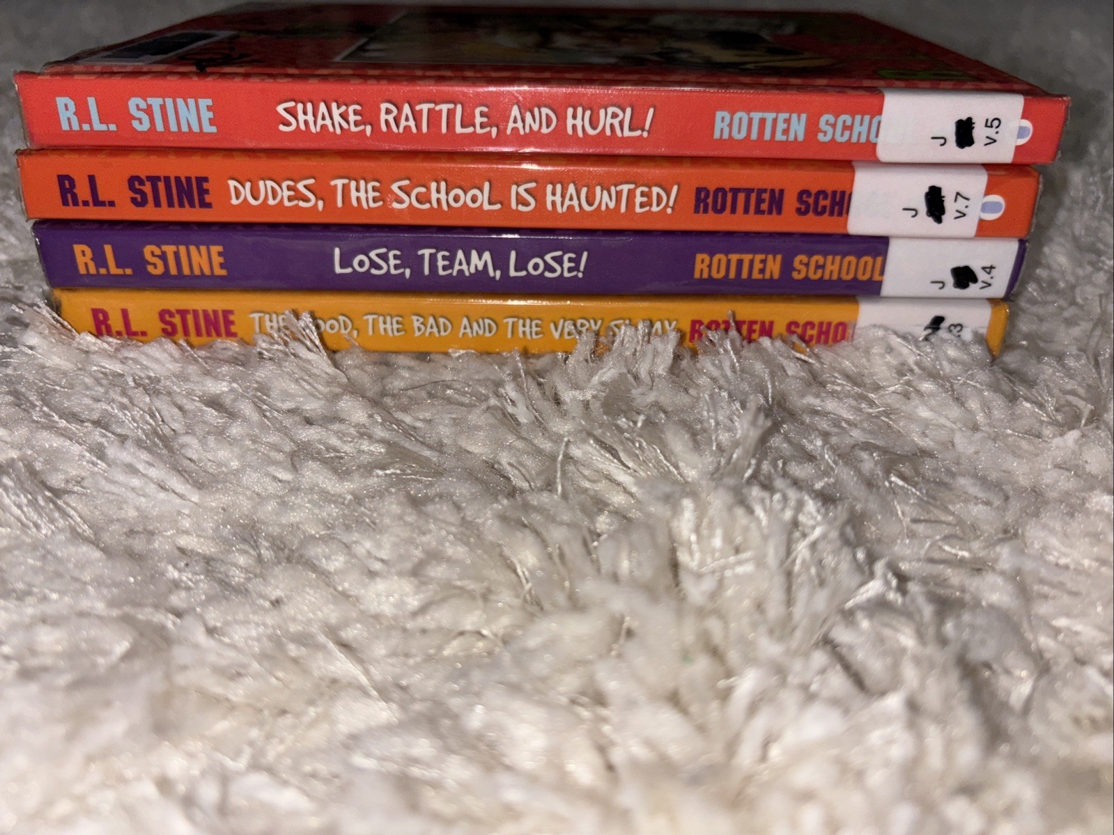 R.L. Stine Rotten School Lot of 4 Books Hardcover Ex Library Books