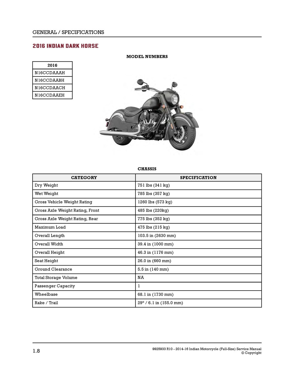INDIAN Full Size Motorcycle Service Manual 2014-2016, SPIRAL FIXED, TOUGH FRONT