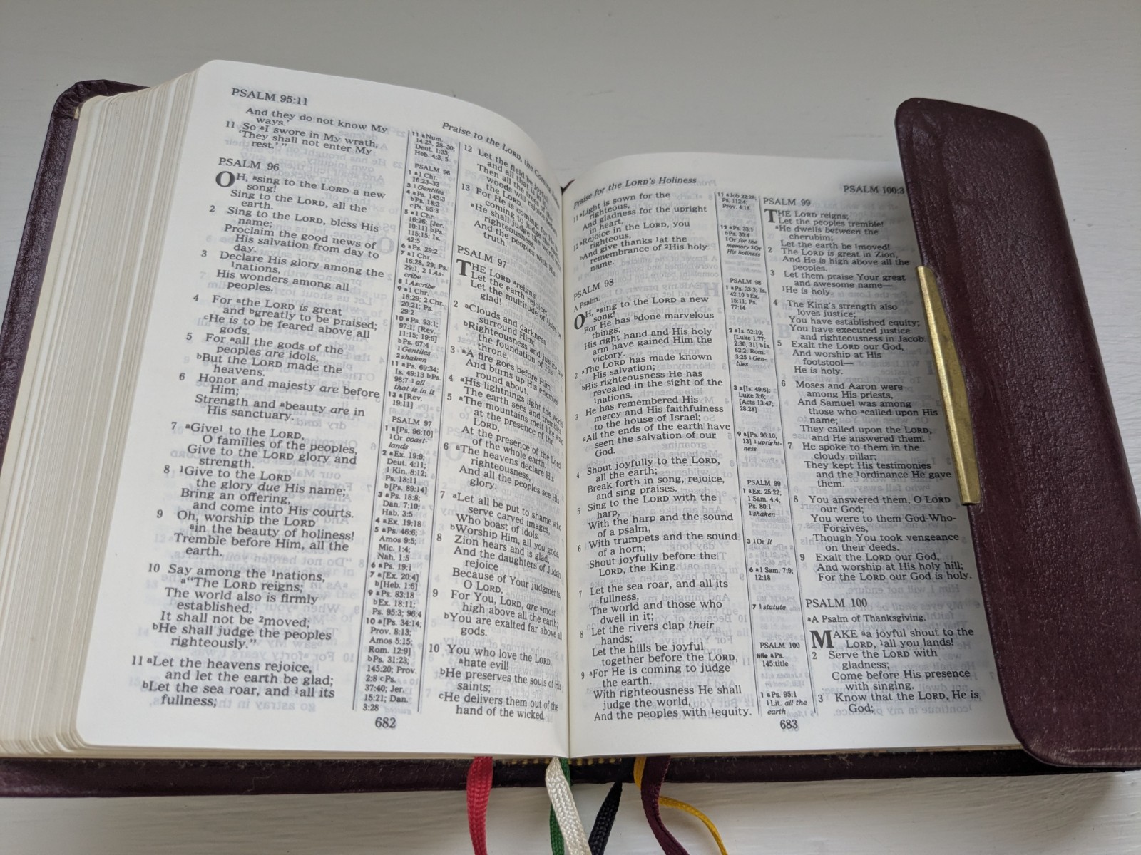 NKJV Compact Reference Bible Snap Flap Close Burgundy Leather 1985 Nelson 244SBG