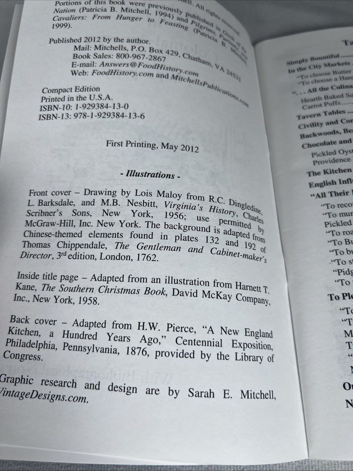 At the Table in Colonial America 1700-1776 Paperback 37 Pages 2012