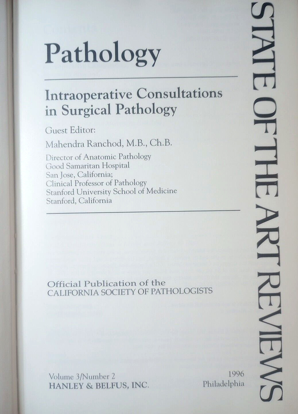 Intraoperative Consultaiton Surgery : Pathology Vol. 3 / No. 2