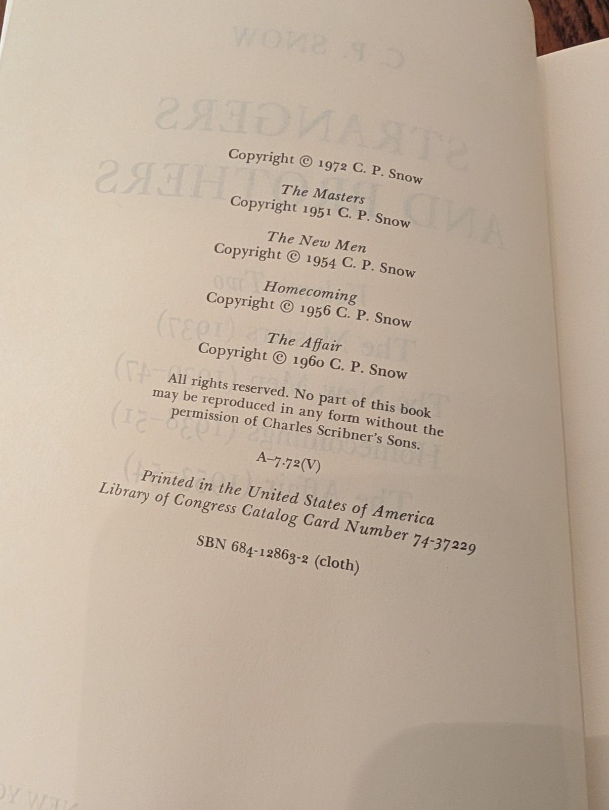 3 Volume Set | Strangers & Brothers | C.P. Snow | Omnibus Trilogy | 1972 | HCDJ