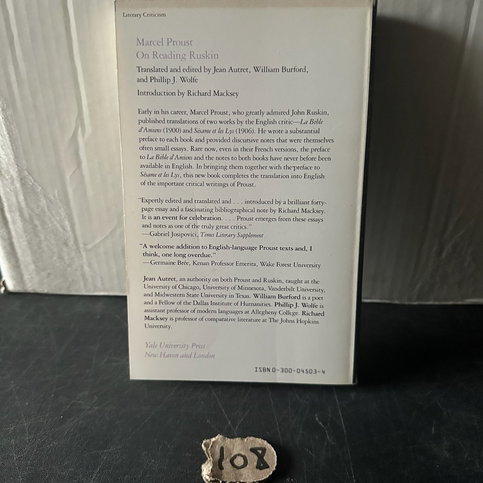 On Reading Ruskin Marcel Proust 1987 Literary Criticism Yale University Press