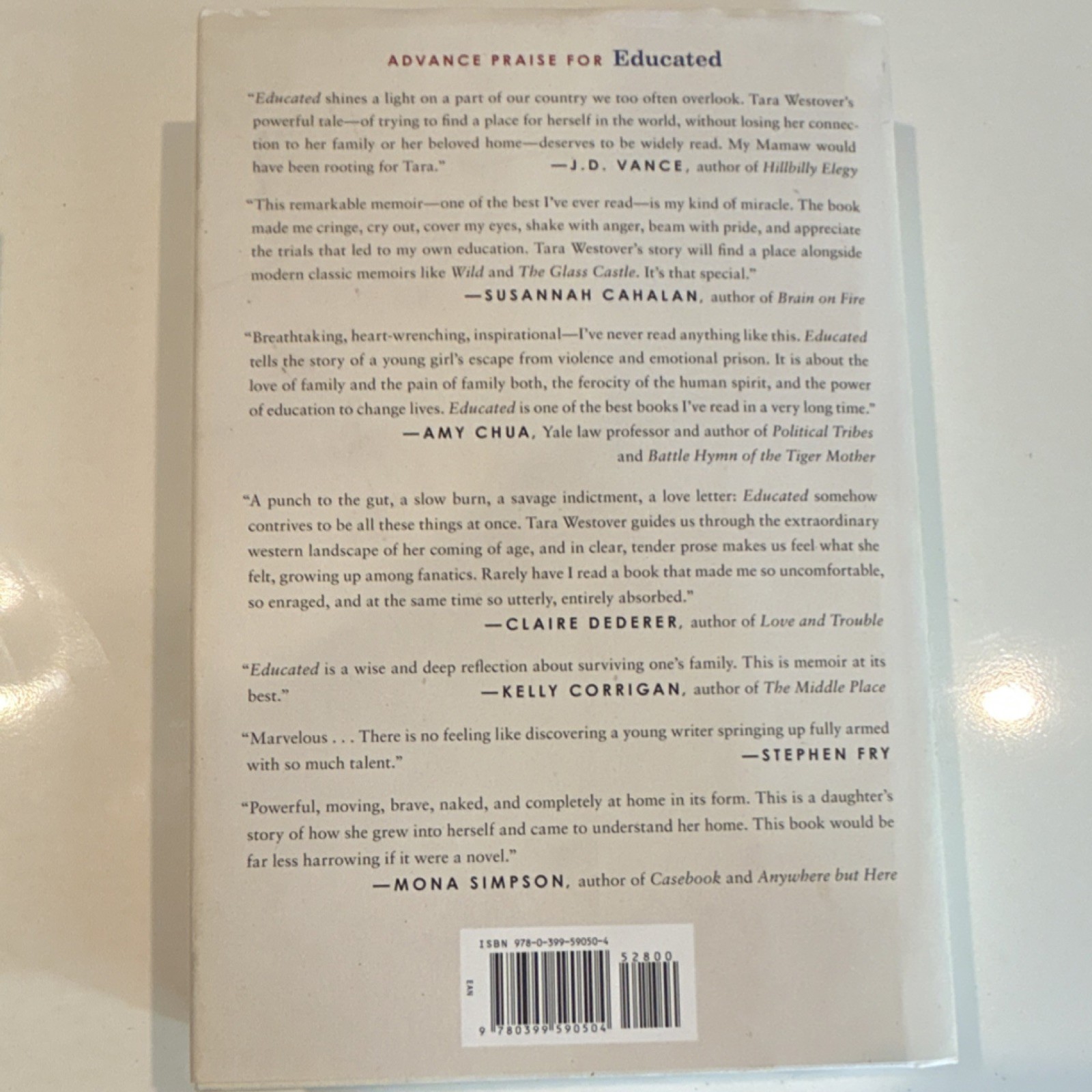 Educated: A Memoir by Tara Westover Hardcover 2018 Random House Education Women