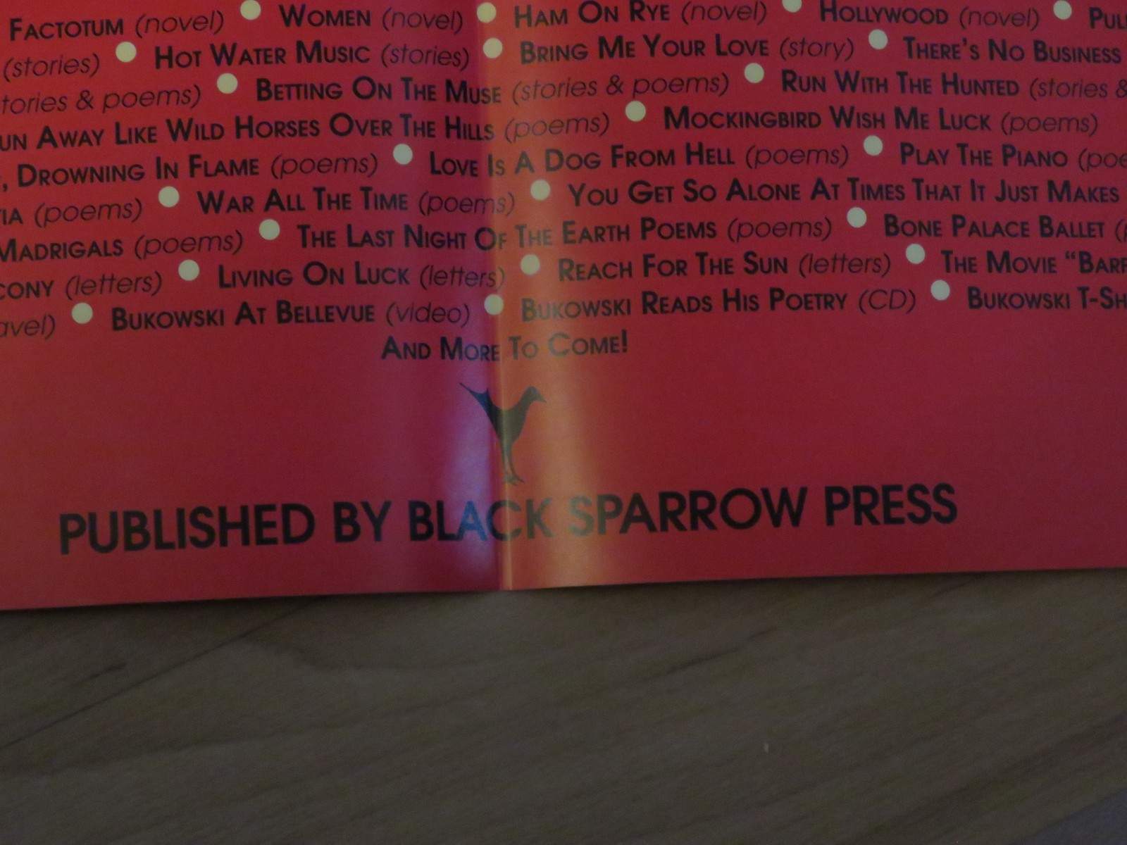 Black Sparrow – 1991 Charles Bukowski Bluebird broadside – Plus three