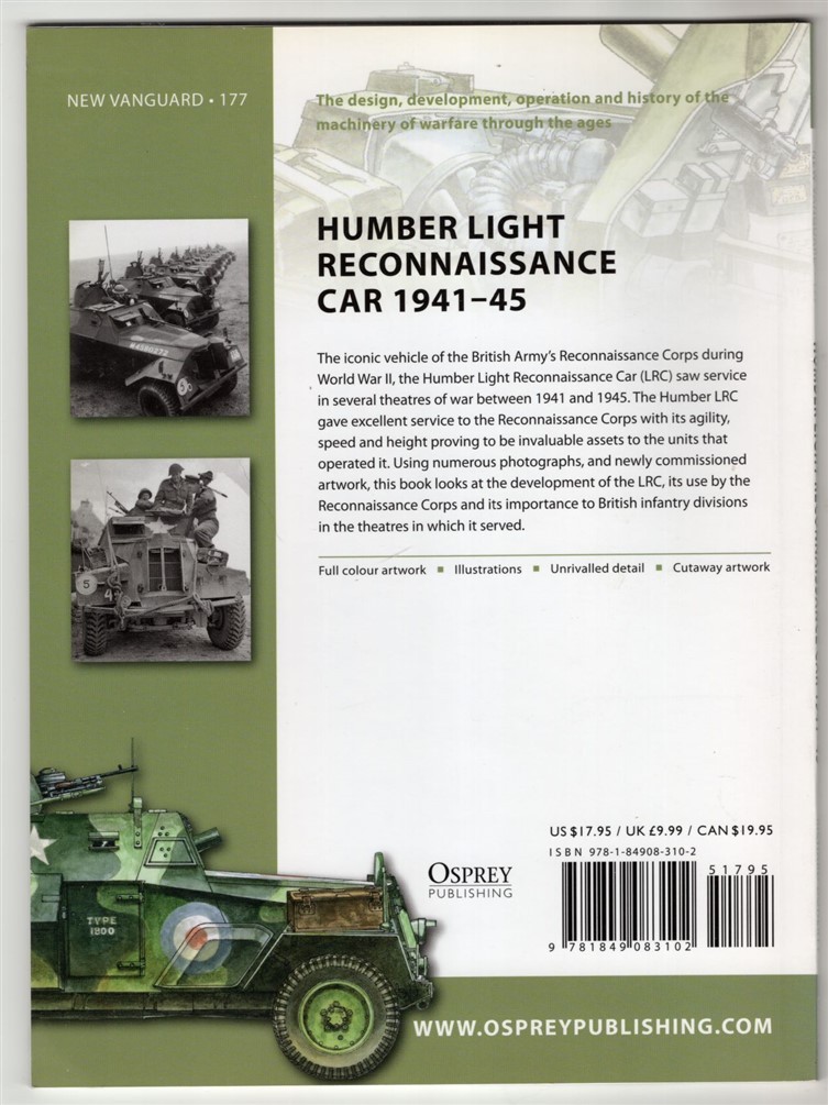 Osprey New Vanguard 177: Humber Light Reconnaissance Car 1941-45 Paperback Book