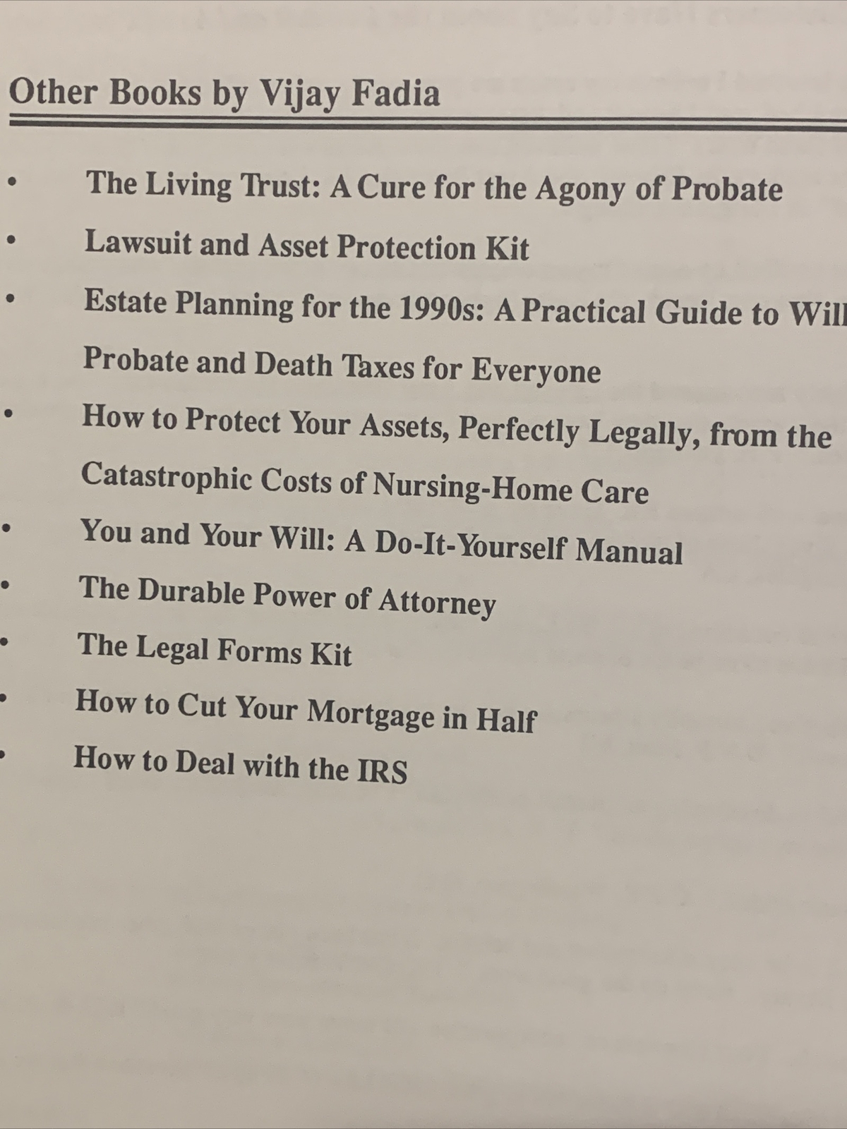 1992-93 Lawsuit and Asset Protection book manual Vijay Fadia 350 pages finance