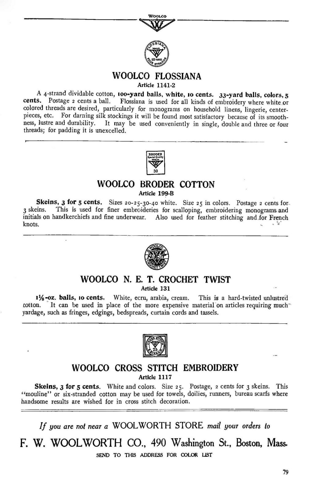 1916 Woolco Knitting & Crocheting Manual 80 Pages