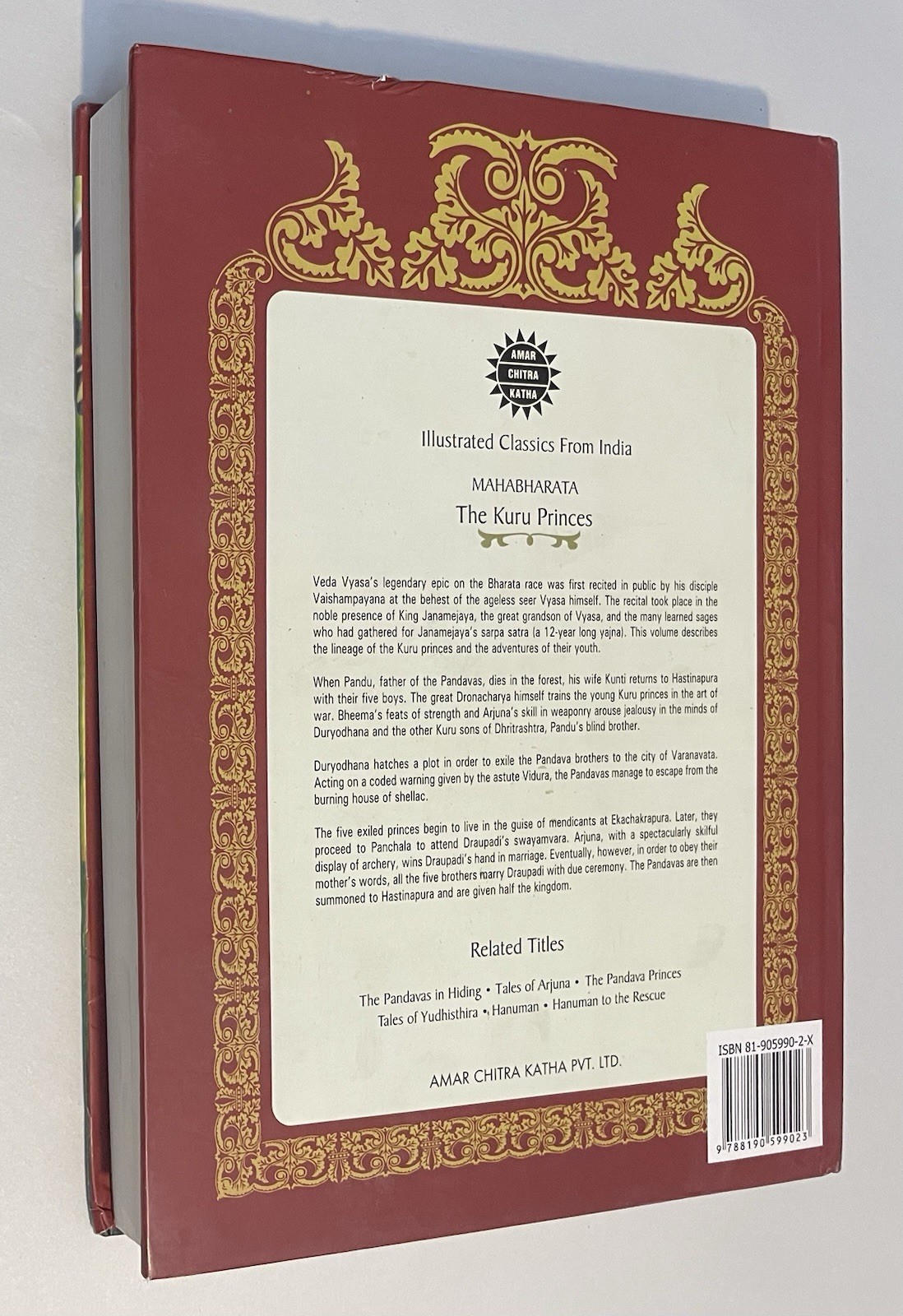 Mahabharata #1 MAJABHARATA THE KURU PRINCES Amar Chitra Katha Rare Hardcover