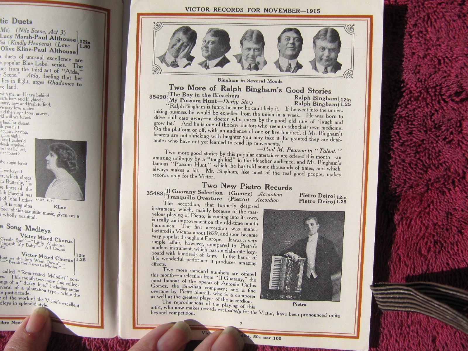 New VICTOR RECORDS Nov 1915 Supplement Ralph Bingham RASTUS Victrola CATALOG