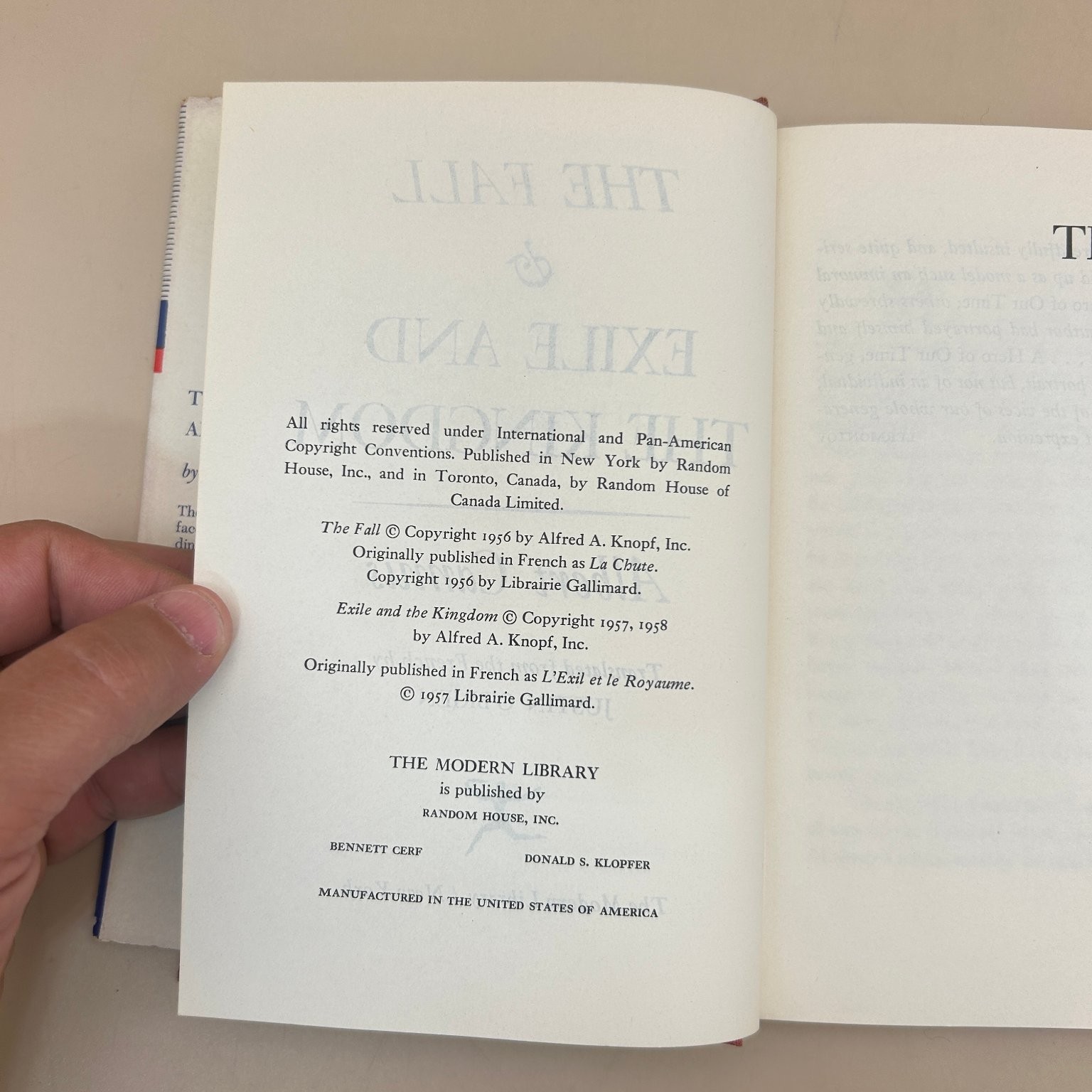 The Fall & Exile and the Kingdom Albert Camus 1958 Modern Library Classic
