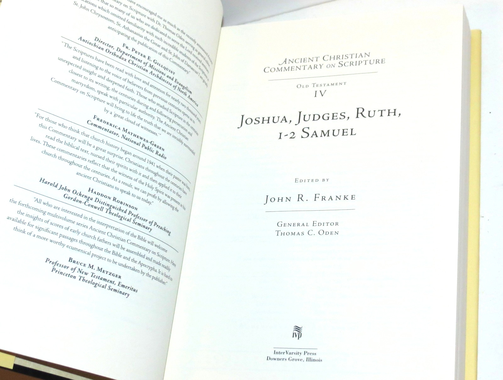 ANCIENT CHRISTIAN COMMENTARY on Scripture 2005 OT IV HB/DJ Joshua, Judges, Ruth