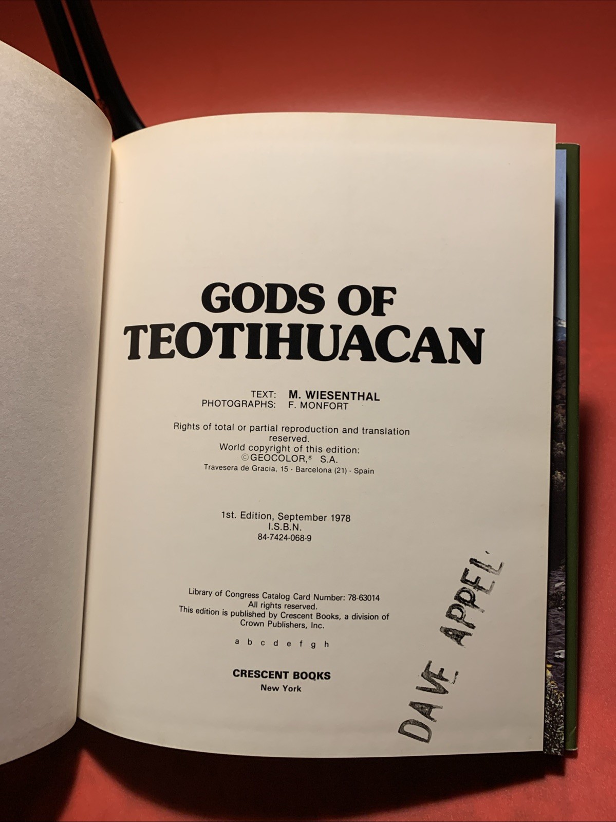 GODS OF TEOTIHUACAN 1978 1st Edition