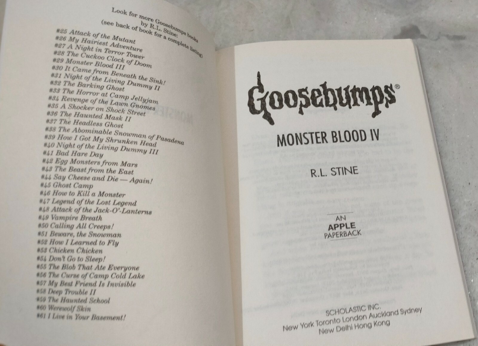 Free Shipping to USA- Monster Blood IV by R. L. Stine (Goosebumps – 62)