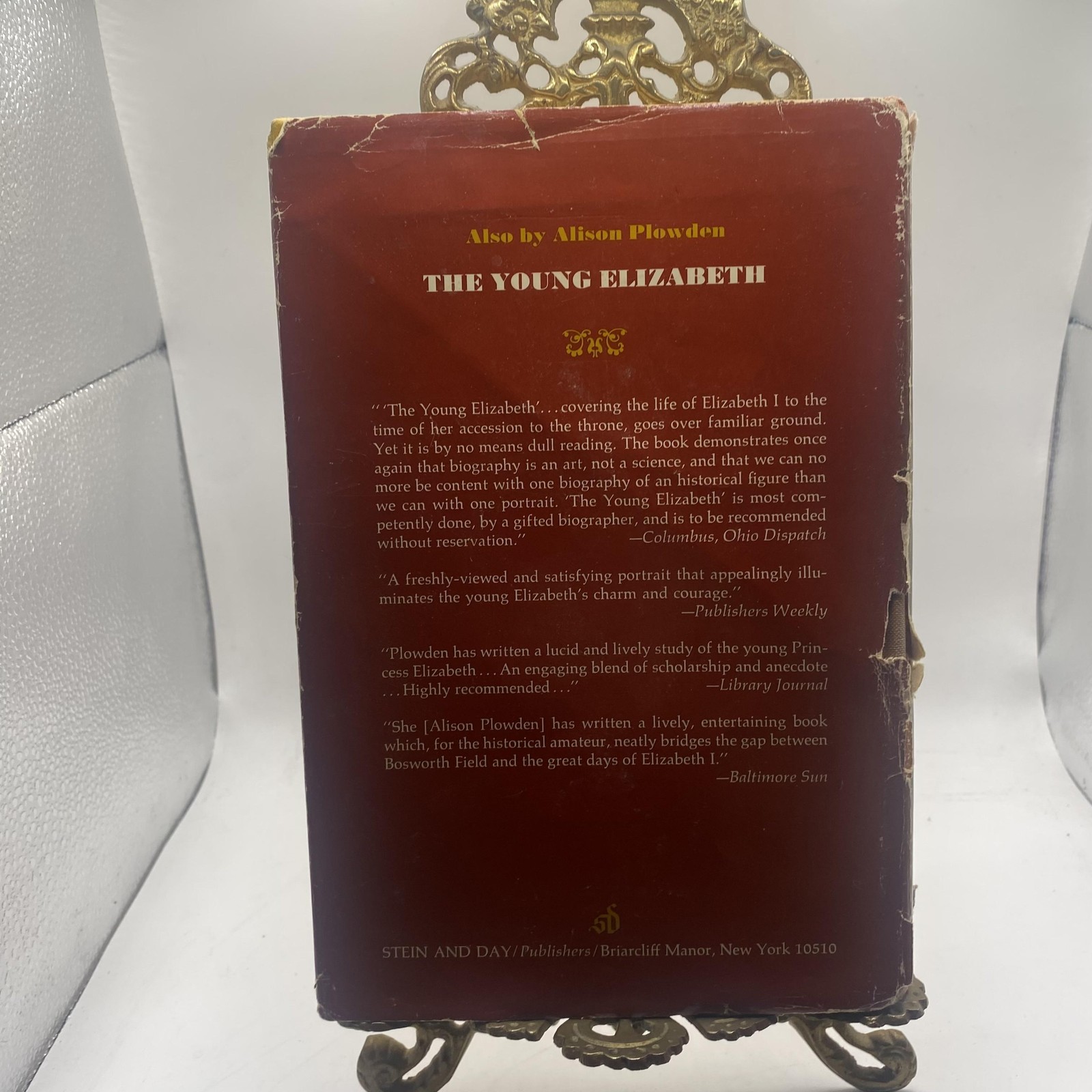 Vintage 1973 Danger To Elizabeth Alison Plowden Stein & Day Red HC DJ History