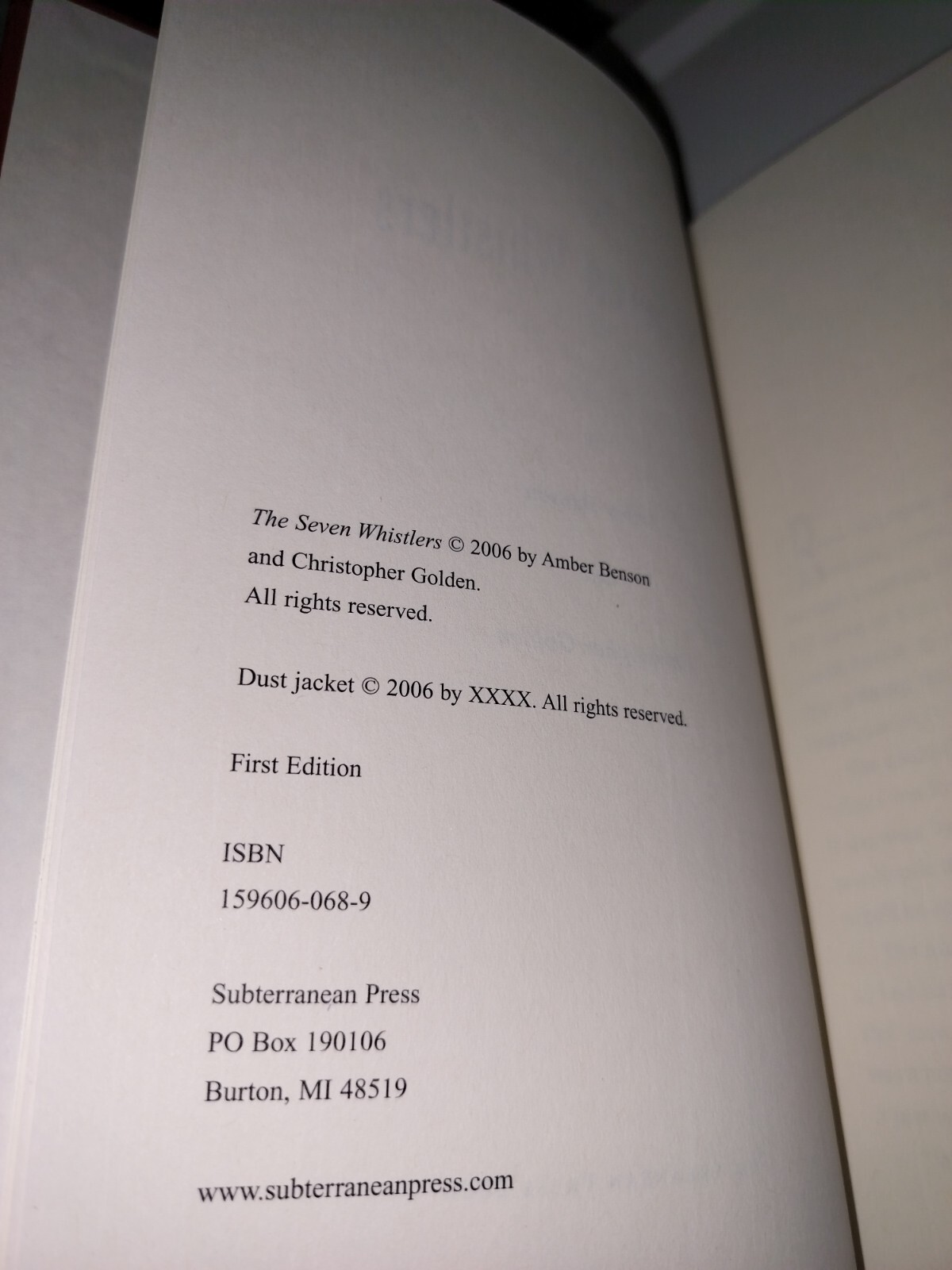 SIGNED Amber Benson Christopher Golden The Seven Whistlers – 1st – Free Shipping
