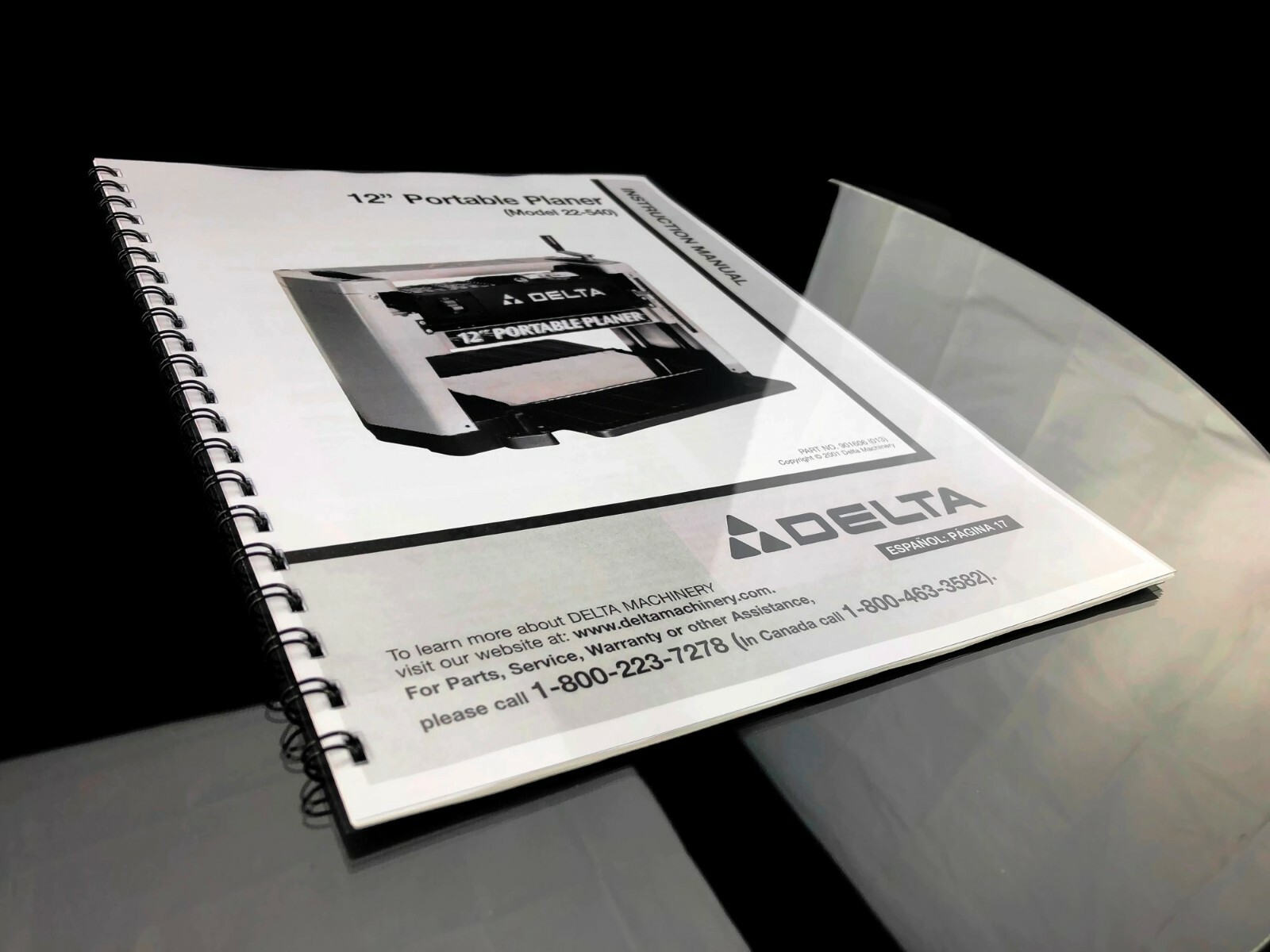 Delta 12″ Portable Planer 22-540 Instruction Manual SPIRAL BOUND