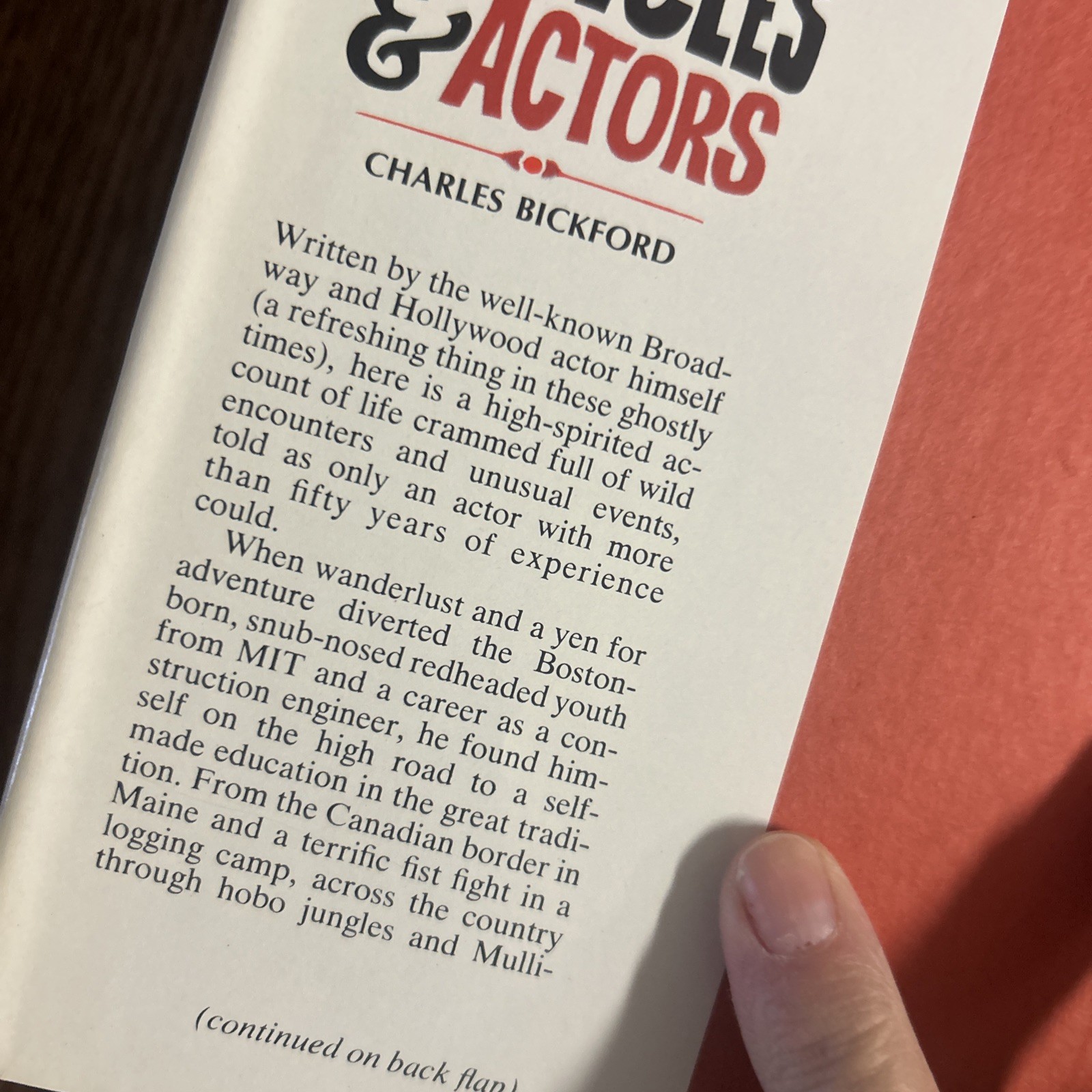 Bulls, Balls, Bicycles & Actors, Bickford, C, strong willed actor, 2nd Printing