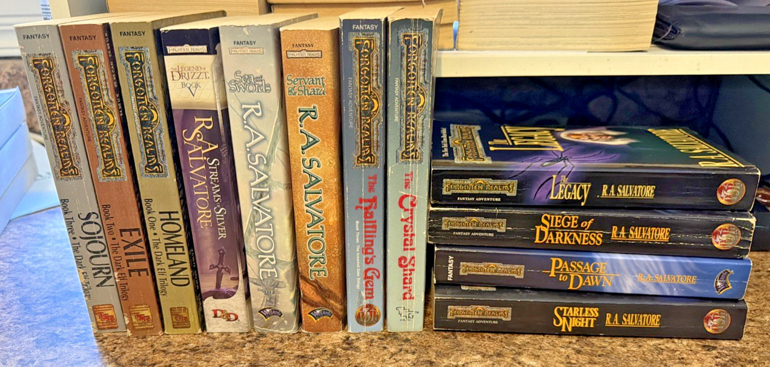 Lot of 12 Forgotten Realms Legend of Drizzt Books Vintage Fantasy R.A. Salvatore