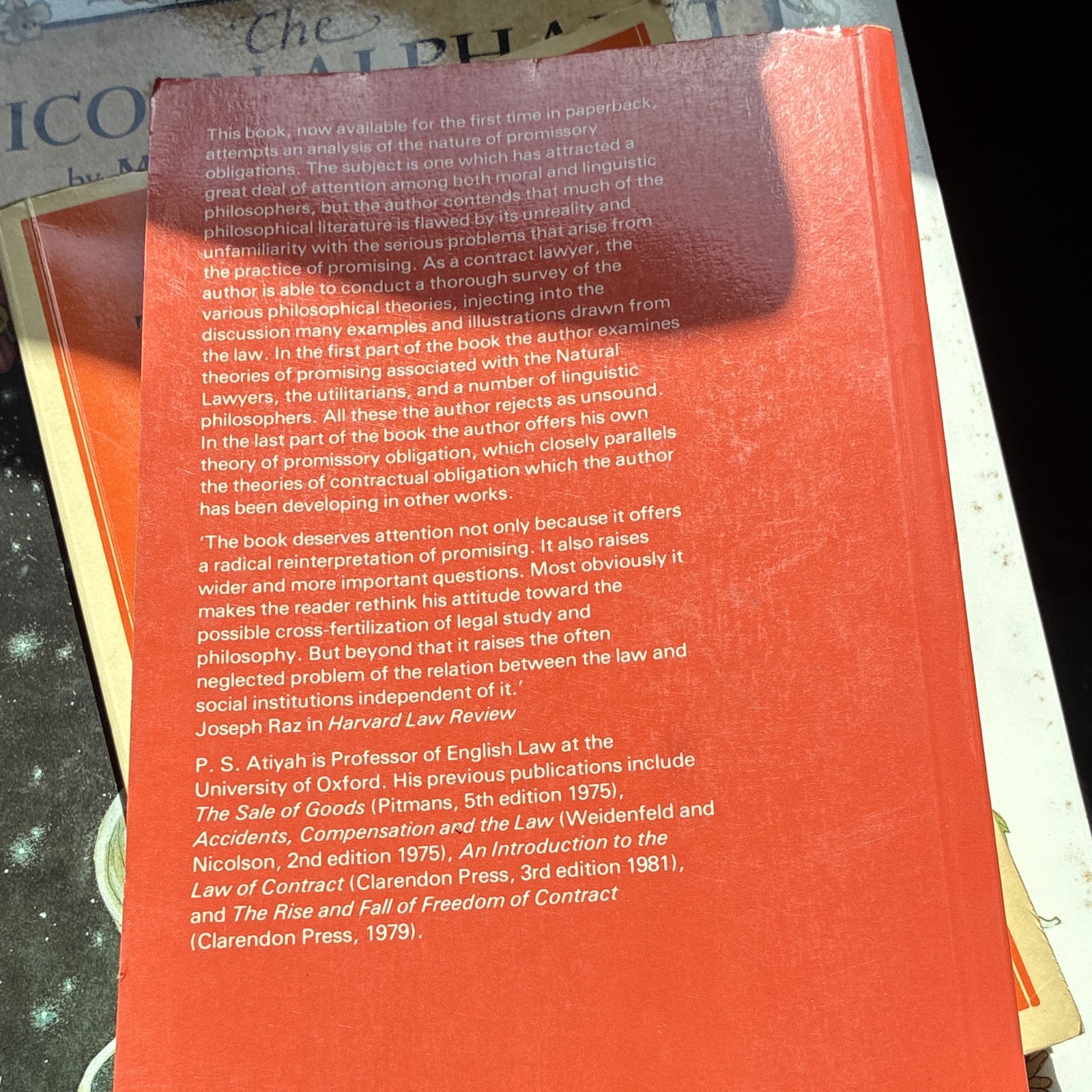 P. S. Atiyah Promises, Morals, and Law Clarendon Press 1981 PB