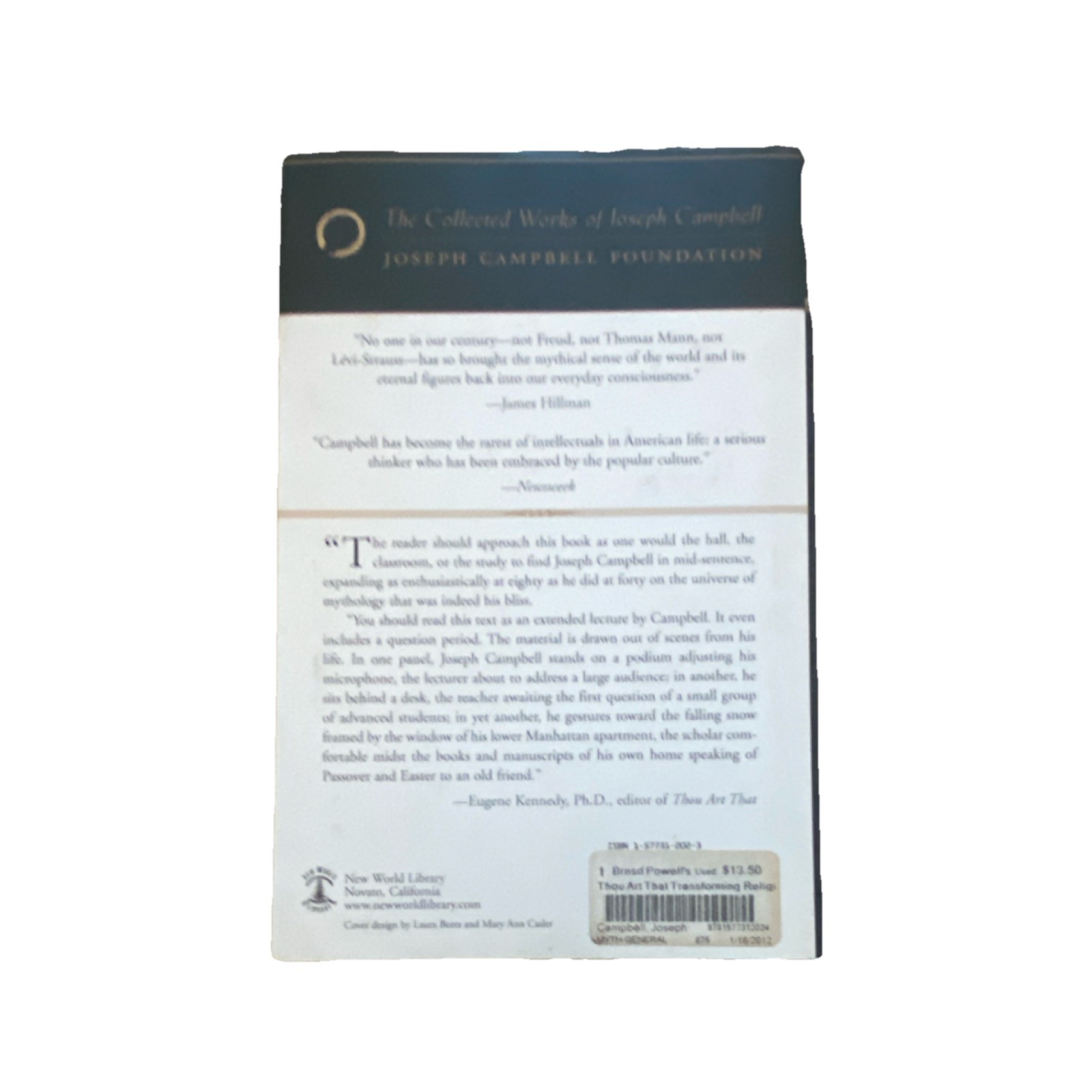 Joseph Campbell Thou Art That Hardcover New World Library Religious Metaphor