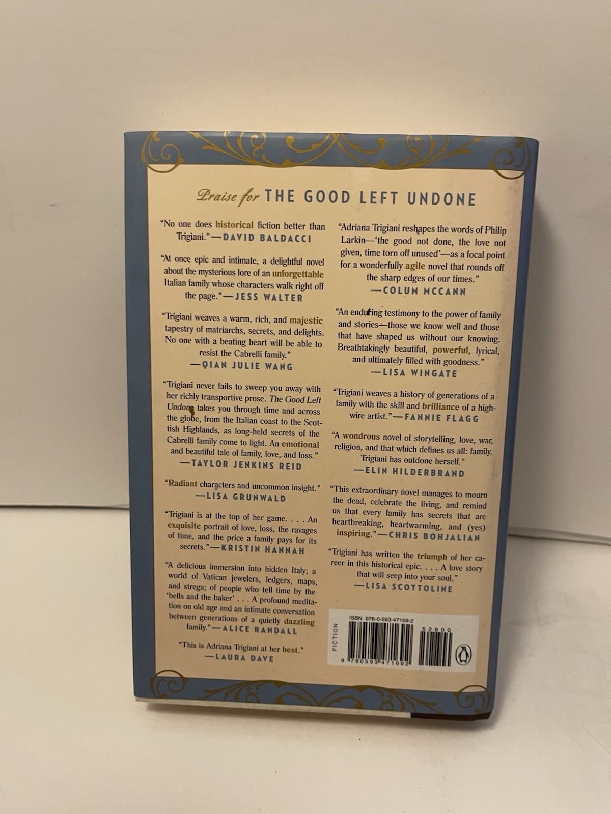 ADRIANA TRIGIANI The Good Left Undone SIGNED First Print Hardcover