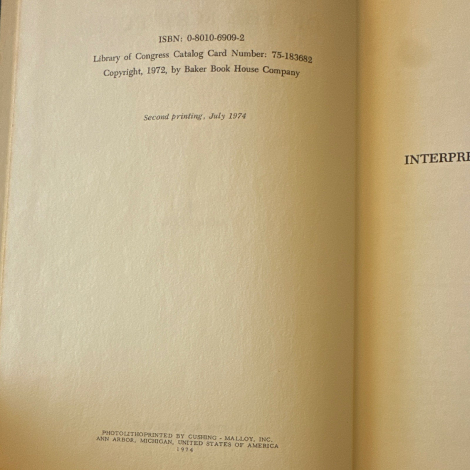 Interpretation of the Scriptures Arthur W. Pink Hardcover Baker Second Printing