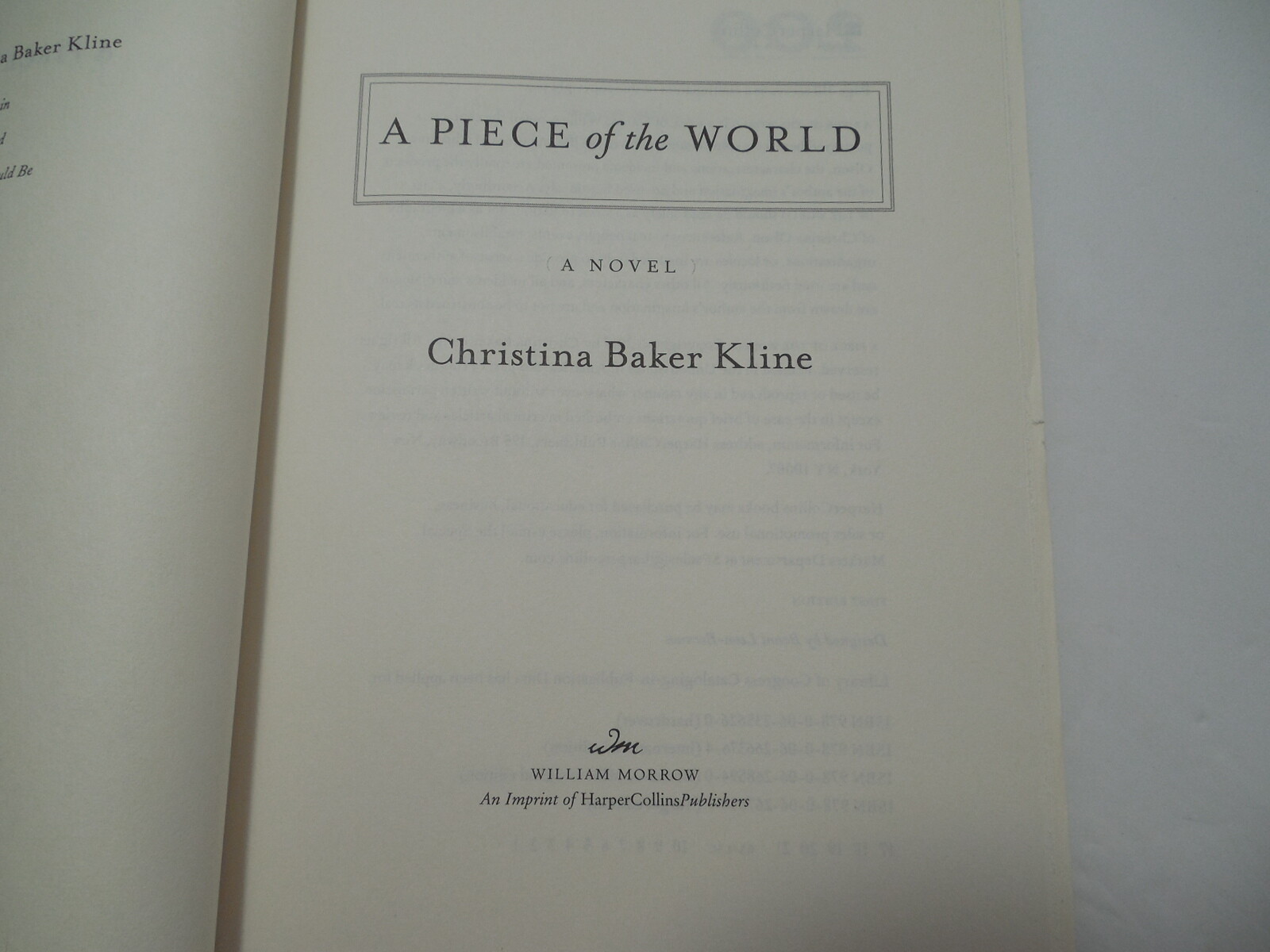 A Piece of the World by Christina Baker Kline, 2017, 1st Ed, 1st Pr, Signed