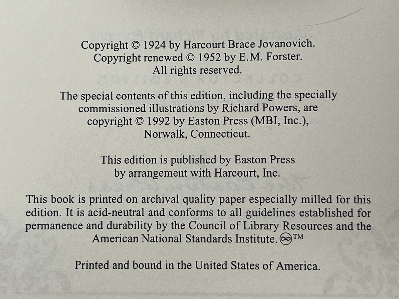 EASTON PRESS: A Passage To India: Collector’s Ed. by E. M. Forster – 1992 HC
