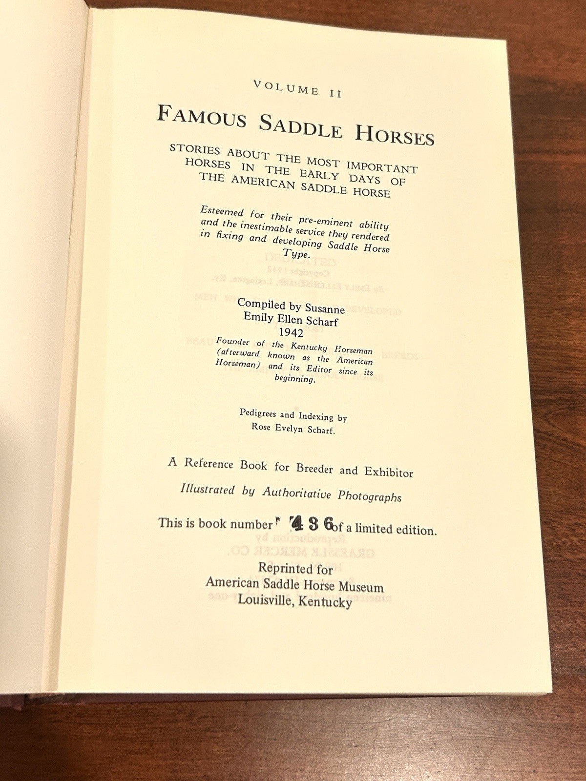 Famous Saddle Horses 3 Vol Set Ltd Ed #436 American Saddlebred Susanne Scharf